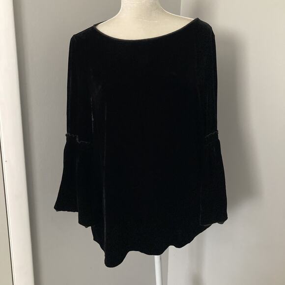 Lafayette 148 New York Roslin velvet Bell 3/4 sleeve blouse Women's size L - Picture 3 of 12